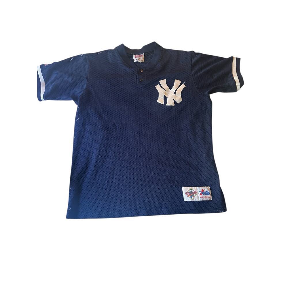 Vintage Majestic Ny Yankees Mesh Jersey Youth XL Fits Adult Small Diamond MLB